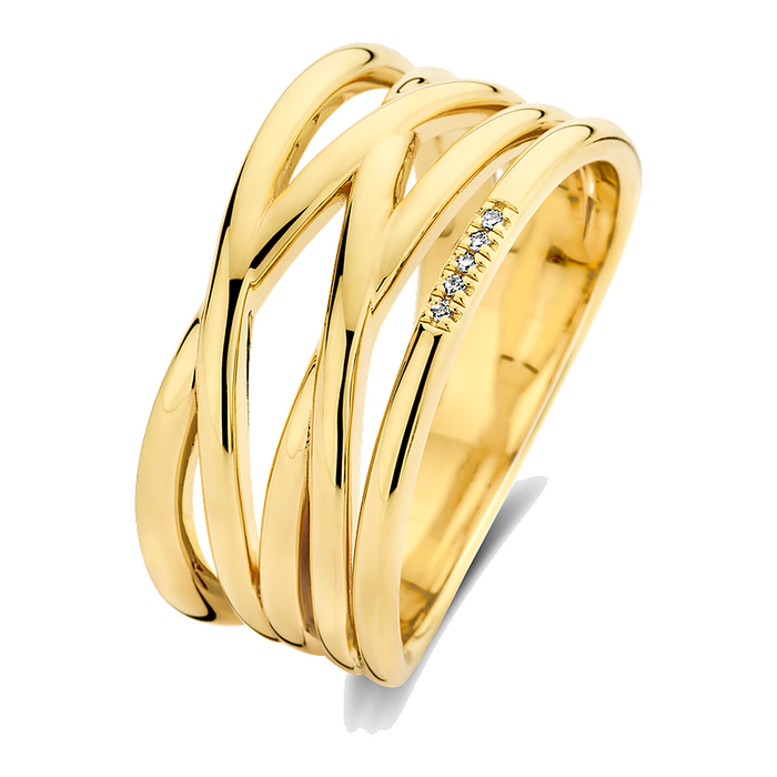 Zilveren ring goudkleurig verguld - Linear ring - Diamanti Per Tutti - Sterling Zilver 925