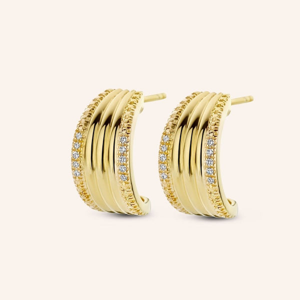 Zilveren oorstekers goudkleurig verguld - Diamanti Per Tutti - Vesper Earrings