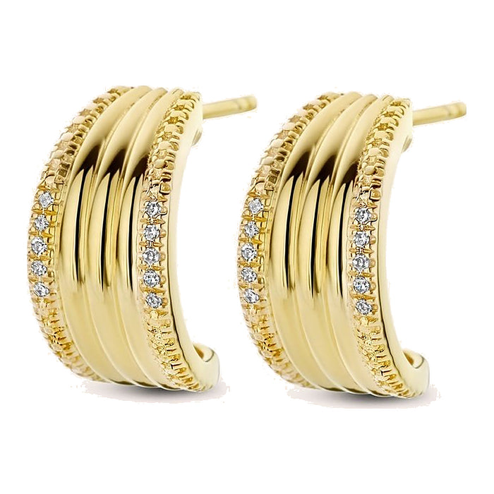 Zilveren oorstekers goudkleurig verguld - Vesper Earrings - Diamanti Per Tutti - Sterling Zilver 925