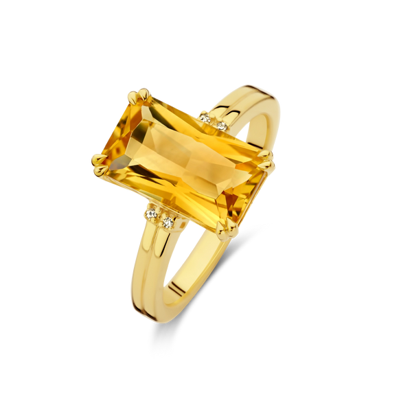 Zilveren ring goudkleurig verguld  - Diamanti Per Tutti - Citrine Ring
