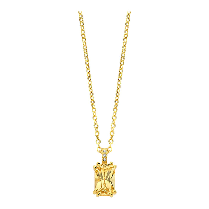 Zilveren ketting goudkleurig verguld - Citrine Necklace - Diamanti Per Tutti - Sterling Zilver 925