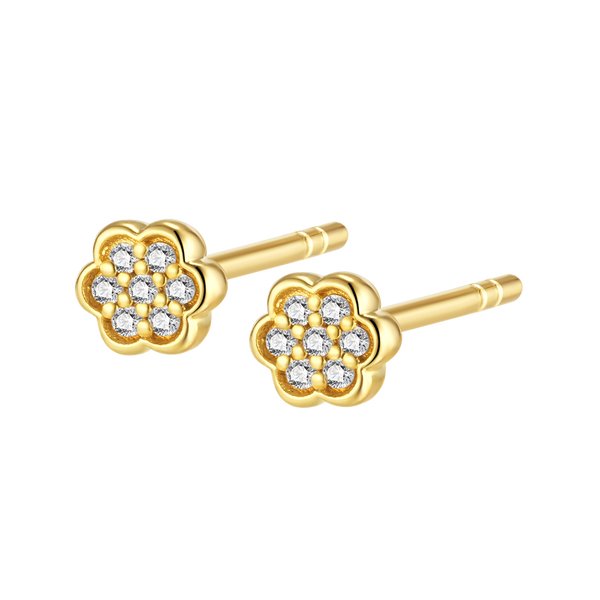 Zilveren oorstekers goudkleurig verguld  - Diamanti Per Tutti - First  Flower Earrings