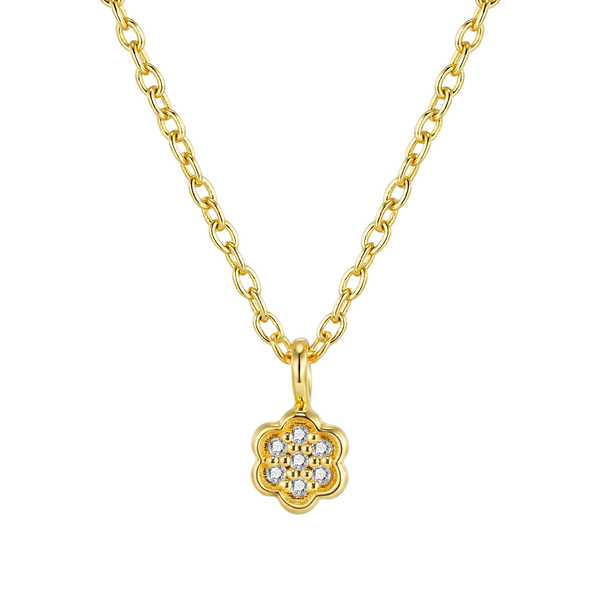Zilveren ketting goudkleurig verguld - Diamanti Per Tutti - First Flower Necklace