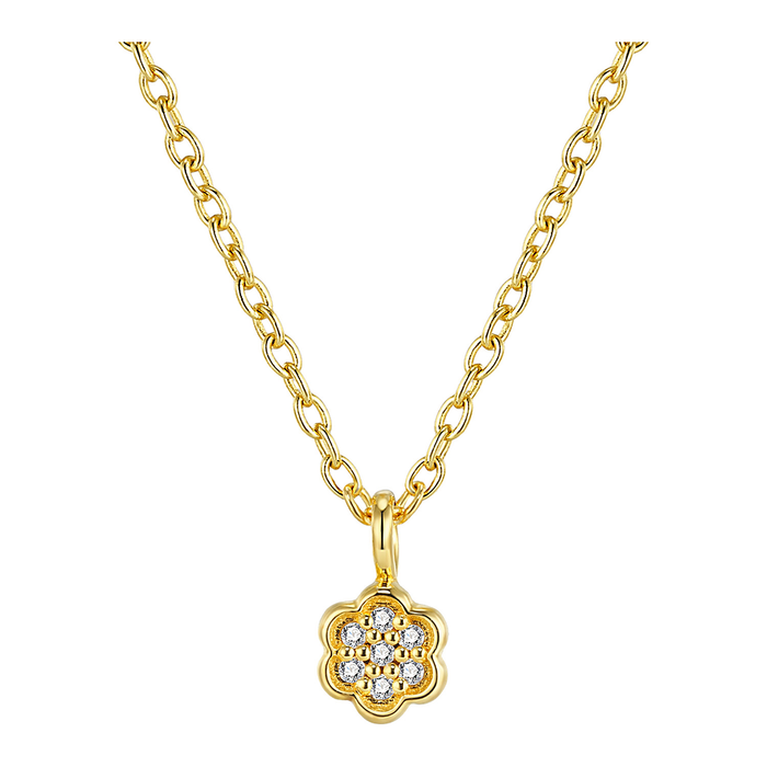 Zilveren ketting goudkleurig verguld - First Flower Necklace - Diamanti Per Tutti - Sterling Zilver 925