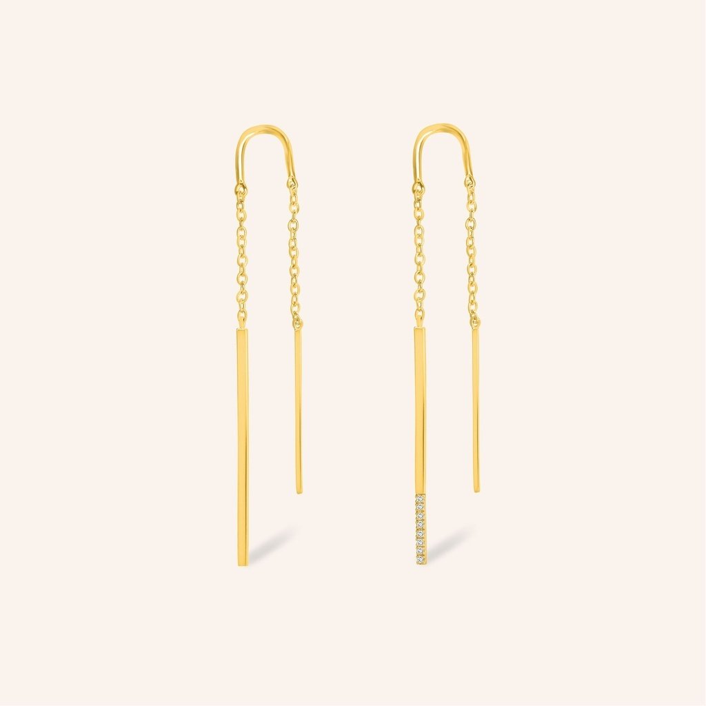 [M363-3S4-H01] Double Linea Earrings (Yellow Gold Plated)
