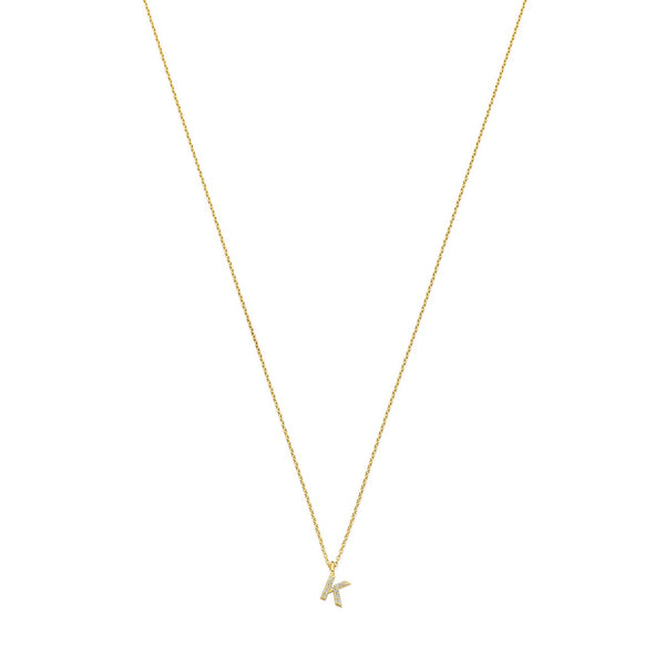 Ketting Hanginitiaal Pavé - Minioro - 14k Goud