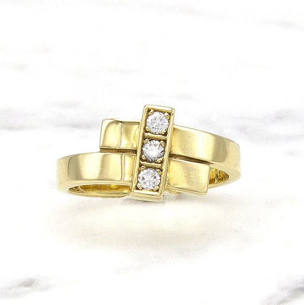 Geelgouden ring met 3 diamanten - Mondria