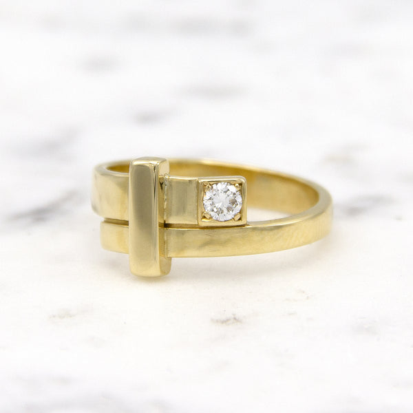 Geelgouden ring dames met diamant - Mondria