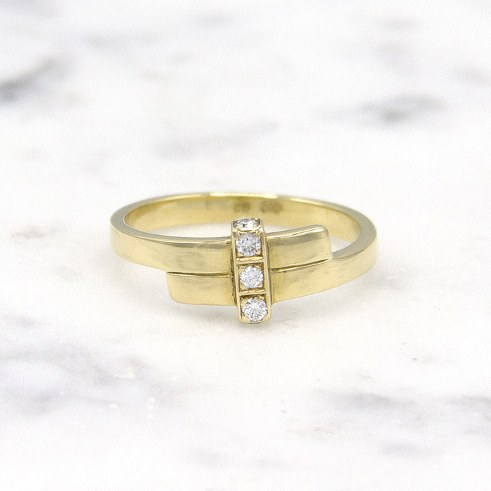 Geelgouden ring met 5 diamanten - Mondria - Hutjens Mondria - 14k Geelgoud