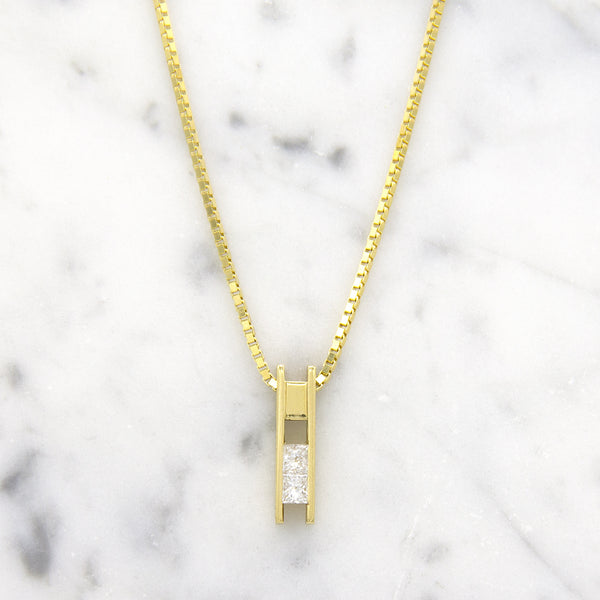 Geelgouden hanger met diamanten - Princess