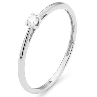 18 karaat witgouden ring met diamant 0.05 crt. - Solitair - Witgoud