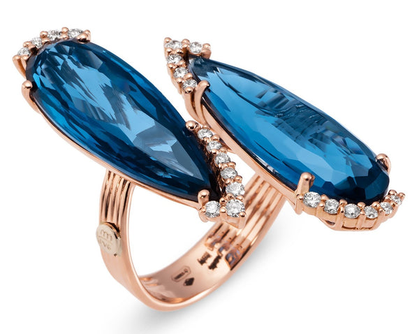 18 karaat roségouden dames ring met diamanten en Spinel - Blue Moon Collection - Ponte Vecchio