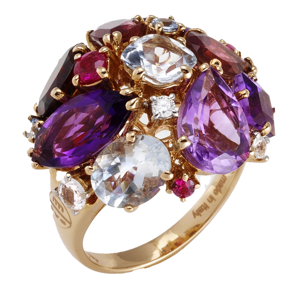 18 karaat geelgouden dames ring met diamanten - Iris - Ponte Vecchio
