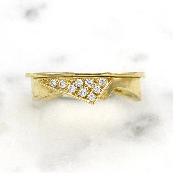 Geelgouden damesring met diamanten  - Trio