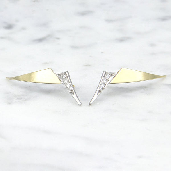 Geelgouden oorstekers met diamanten - Trio