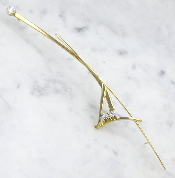 Geelgouden broche met diamanten - Trio